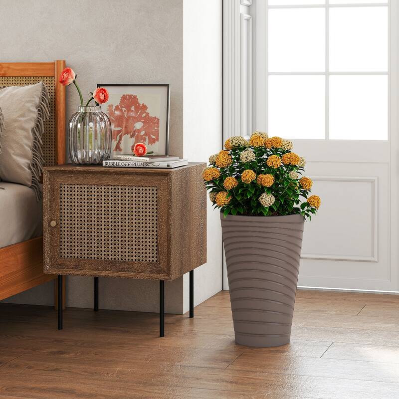 Gymax 18'' Tall Flower Pot Set of 2 w/ Insert Bucket Handle Design