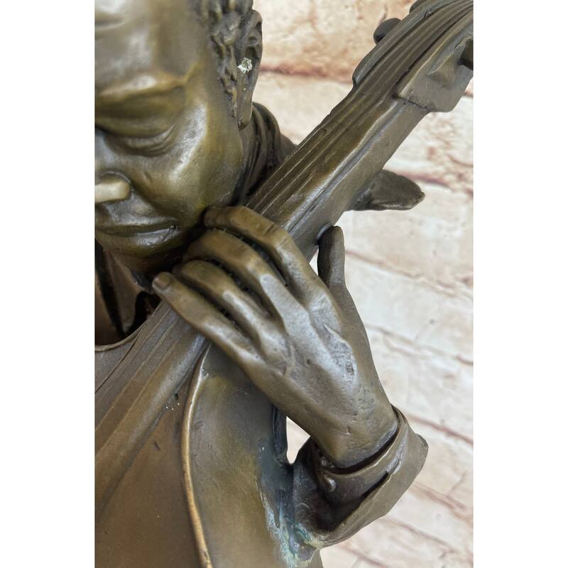 Cello Player Bronze Sculpture Musician Marble Figurine Figure Clical Jazz Art