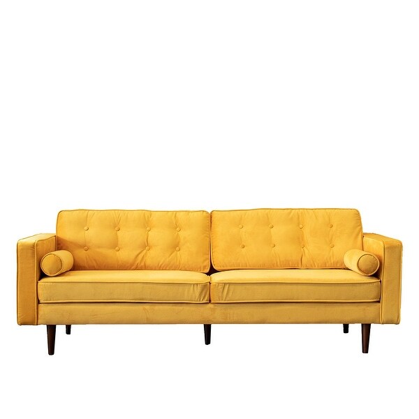 Shop Mid Century Modern Kade Dark Yellow Velvet Sofa 33 X 84 5 X 34 On Sale Overstock 31851506