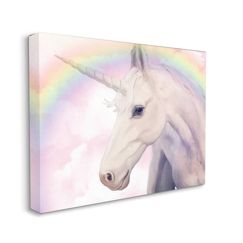 Stupell Detailed Unicorn Horse Horn Shining Rainbow Clouds Canvas Wall Art, Design by Ziwei Li