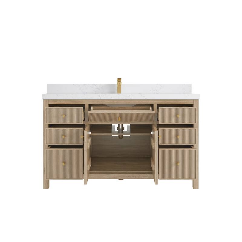 Willow Collections 60 in. W x 22 in. D Sonoma Teak Wood Single Sink Bathroom Vanity with Countertop