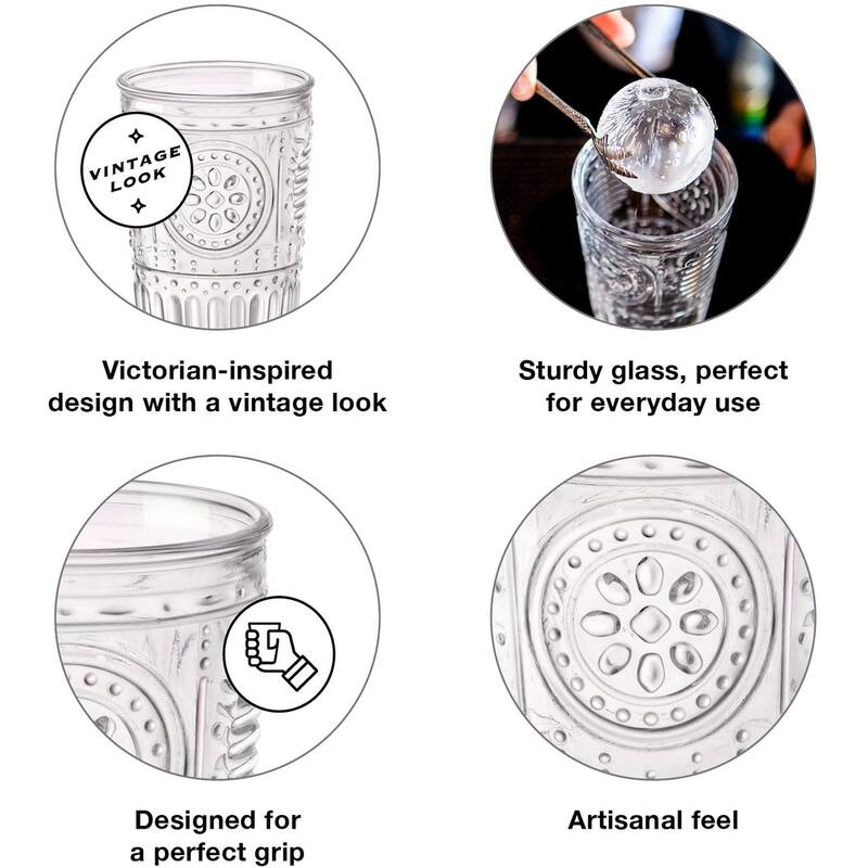 Bormioli Rocco Set of 6 Romantic Glass Victorian Tumblers