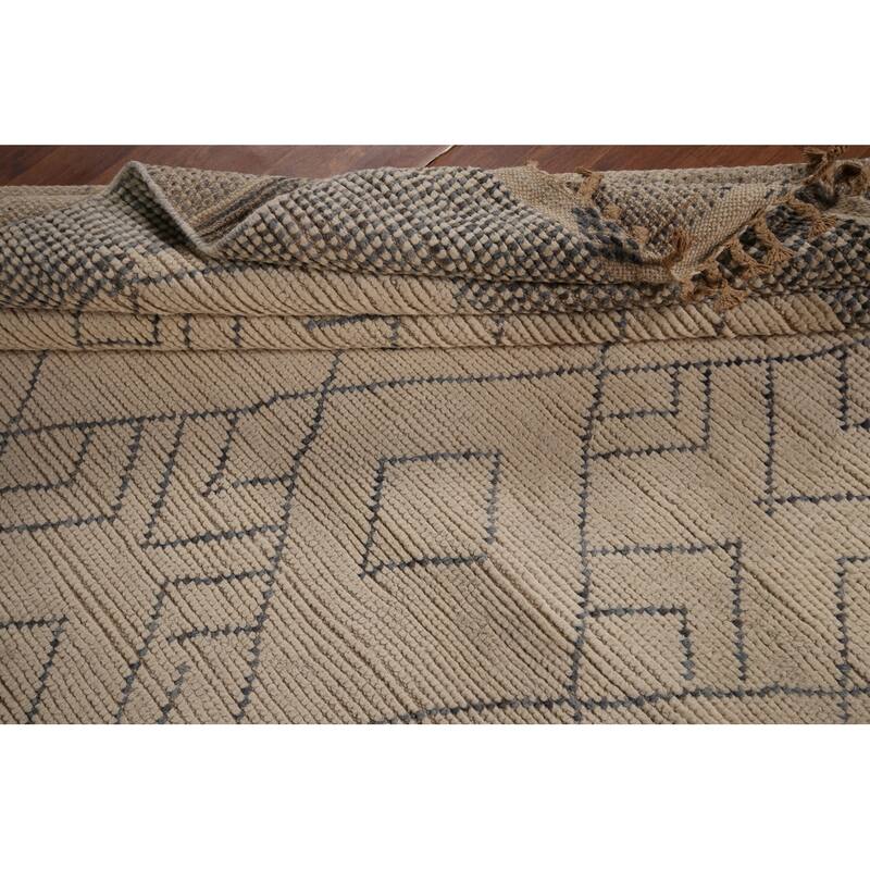 Earth Tone Moroccan Area Rug Handmade Wool Carpet - 6'11"x 10'7"