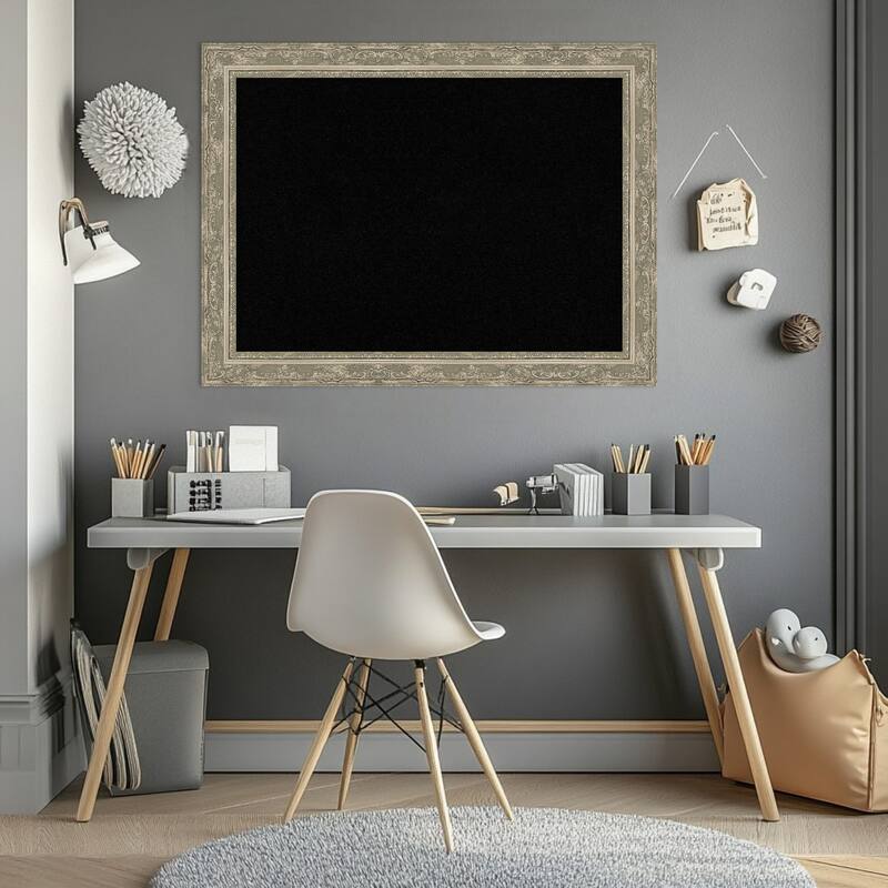 Filigree Silver Framed Cork Board - Bulletin Board, Organization Board, Pin Board