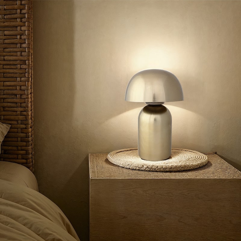 Metal and Mango Wood LED Table Lamp with Touch Sensor