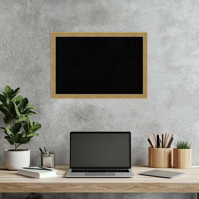 Incline Dark Gold Wood Framed Cork Board - Bulletin Board, Organization Board, Pin Board