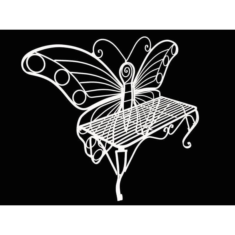 Metal Outdoor 2-Seater Butterfly Garden Bench - 60” L x 17.7” W x 39.2” H