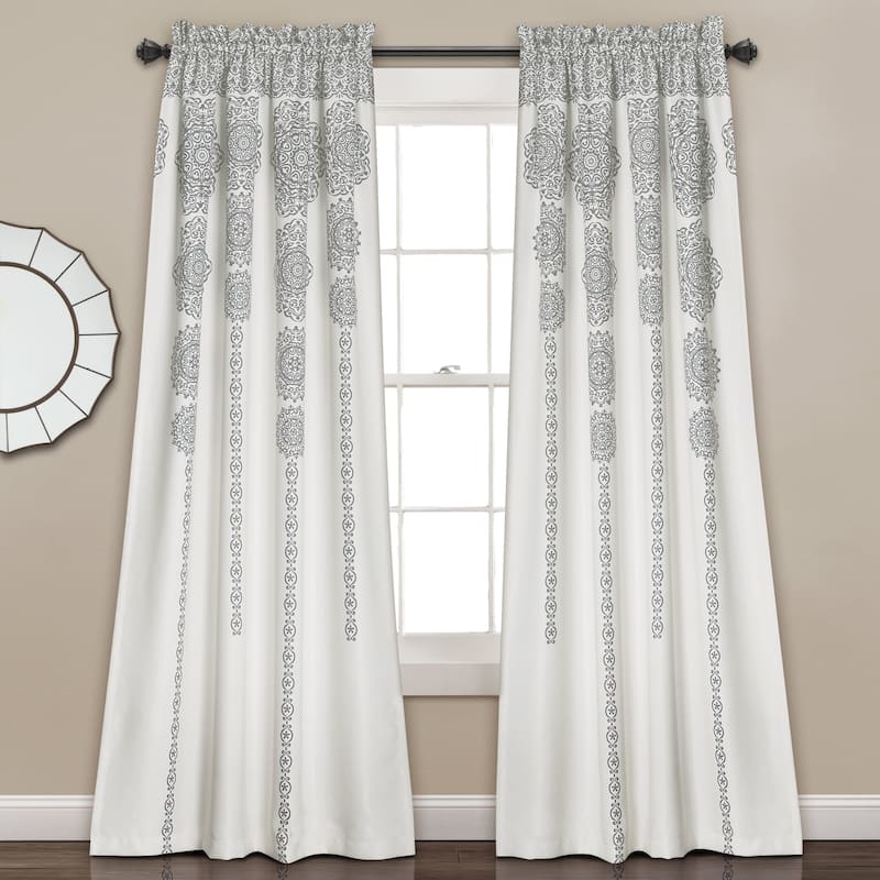 Lush Decor Stripe Medallion Room Darkening Curtain Panel Pair