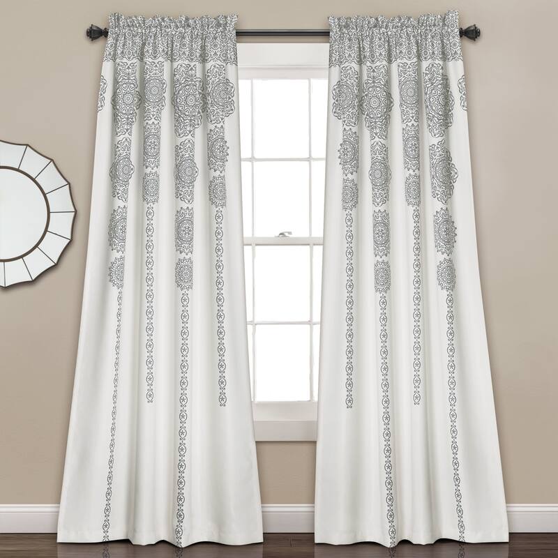 Lush Decor Stripe Medallion Room Darkening Curtain Panel Pair