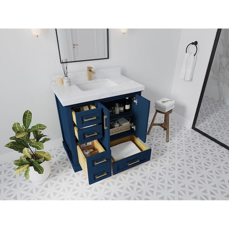 Willow Collections 36 x 22 Boston Center Sink Right Bathroom Vanity with Countertop