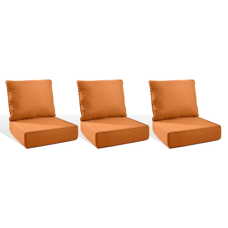 Pocassy 22"x24"x6" Inch Thick Cushions Indoor Outdoor Pillows Cushion - Orange Cushion - 3 Set Seat & Back Cushion
