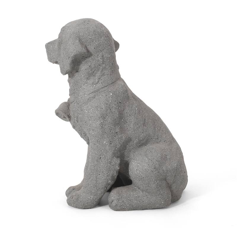 Roomfitters 15-Inch MGO Puppy Dog Garden Statue, Cast Stone Outdoor Sculpture in Lightweight Concrete, Stone Gray