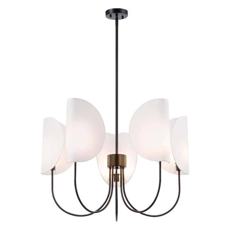 5-Light 31" Wide Contemporary Candle Style Chandelier with Semi-Open White Fabric Shade