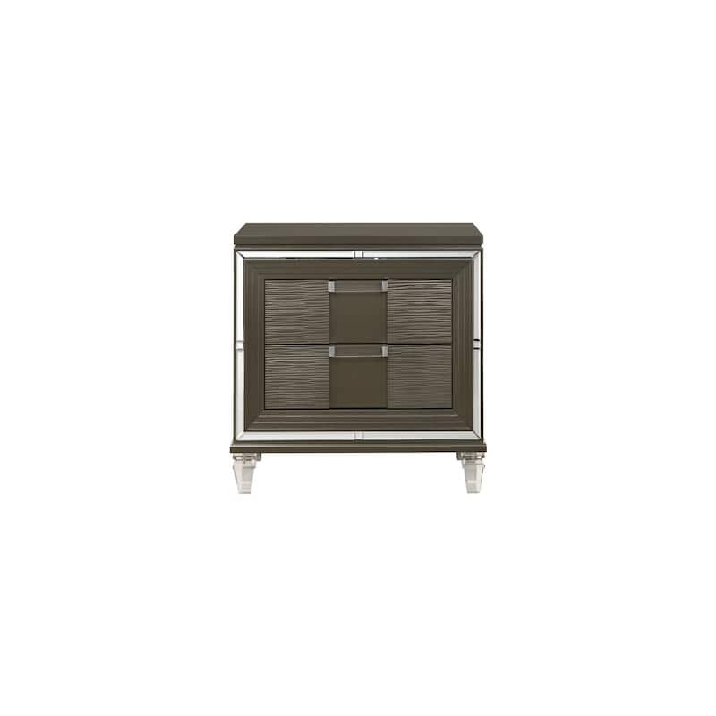 Nightstand 2 Drawer USB Bedside Table Modern Glam Style