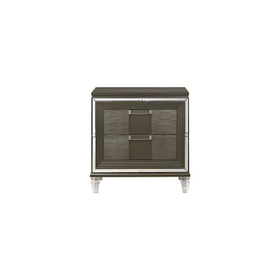 Nightstand 2 Drawer USB Bedside Table Modern Glam Style