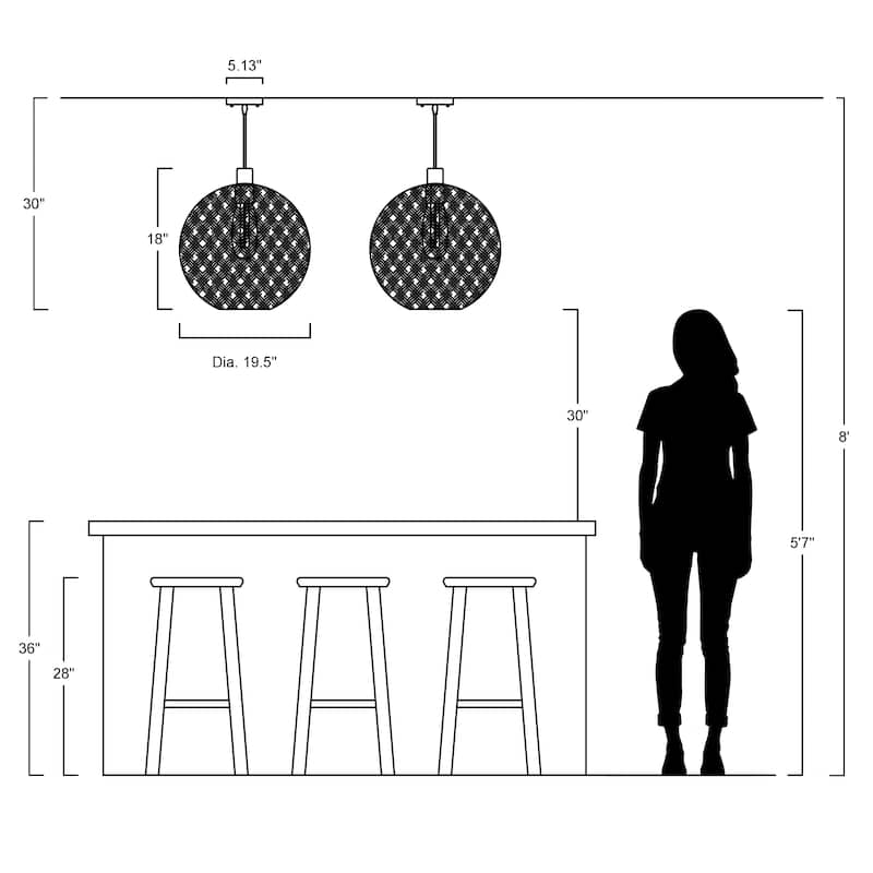 Louisa 1-Light Bohemian Minimalist Iron/Rope Woven Globe LED Pendant, White/Black by JONATHAN Y