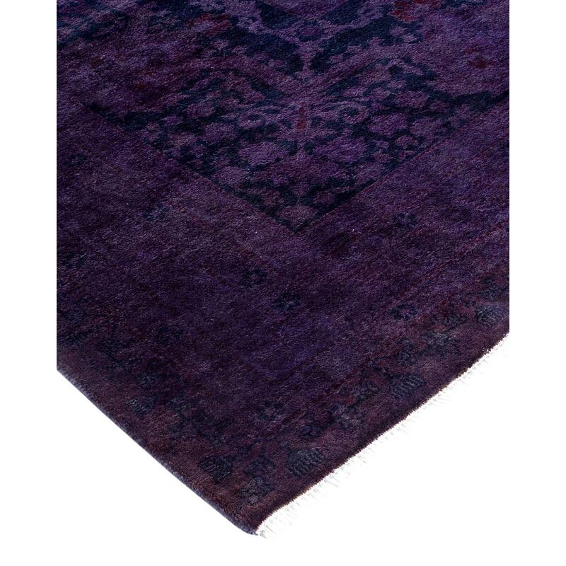 Overton Handknotted Wool Vintage Inspired Contemporary Overdyed Purple Area Rug - 12' 5" x 12' 1"