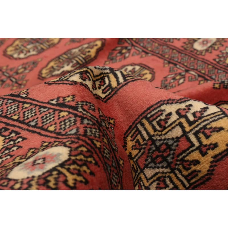 ECARPETGALLERY Hand-knotted Peshawar Bokhara Coral Wool Rug - 2'7 x 9'10