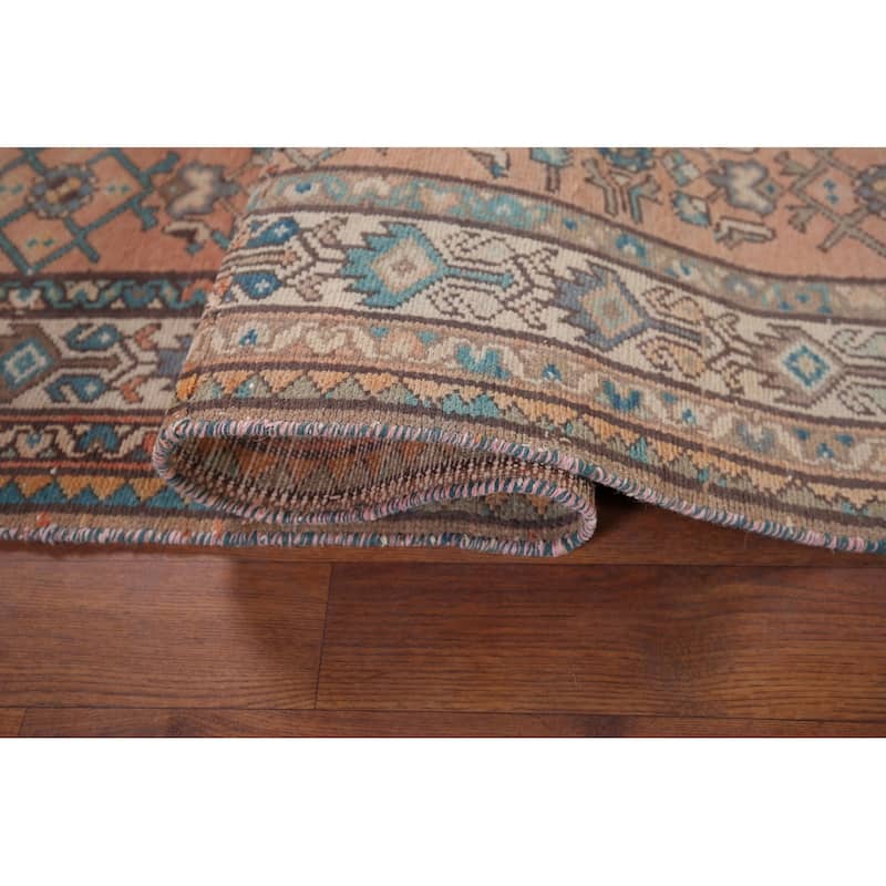 Geometric Hamedan Vintage Persian Runner Rug Handmade Wool Carpet - 3'9" x 8'8"