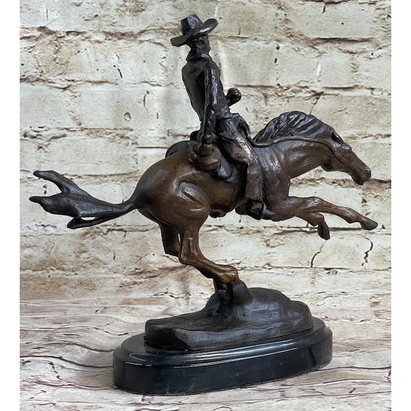 Ranger By Frederic Remington Cowboy On Horseback Bronze Sculpture Statue Country Western Art 9 Inches X 8 Inches