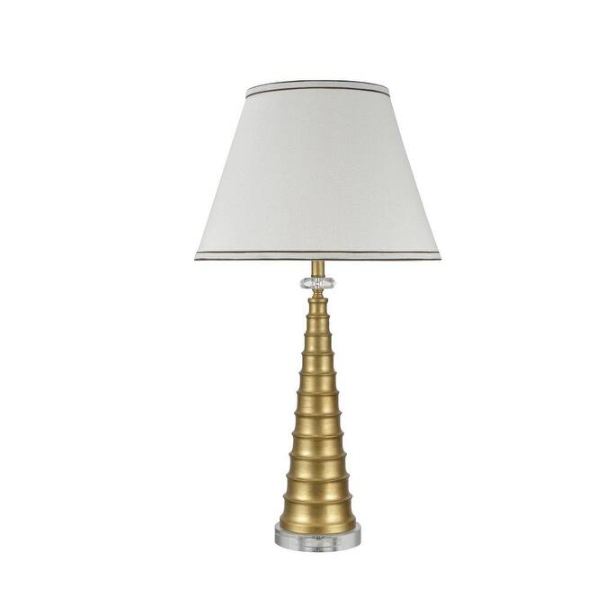 Aspen Creative 30" High Metal Table Lamp, Gold with Crystal Base and Hardback Empire Shaped Lamp Shade in White, 16" Wide