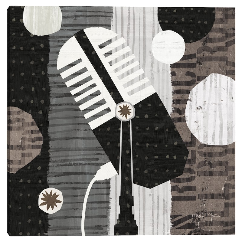 Rock N Roll Mic Neutral by Michael Mullan Canvas Art Print