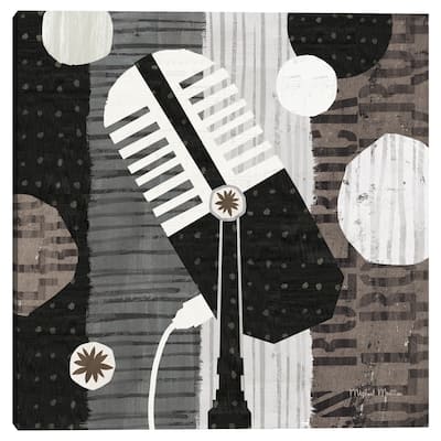 Rock N Roll Mic Neutral by Michael Mullan Canvas Art Print
