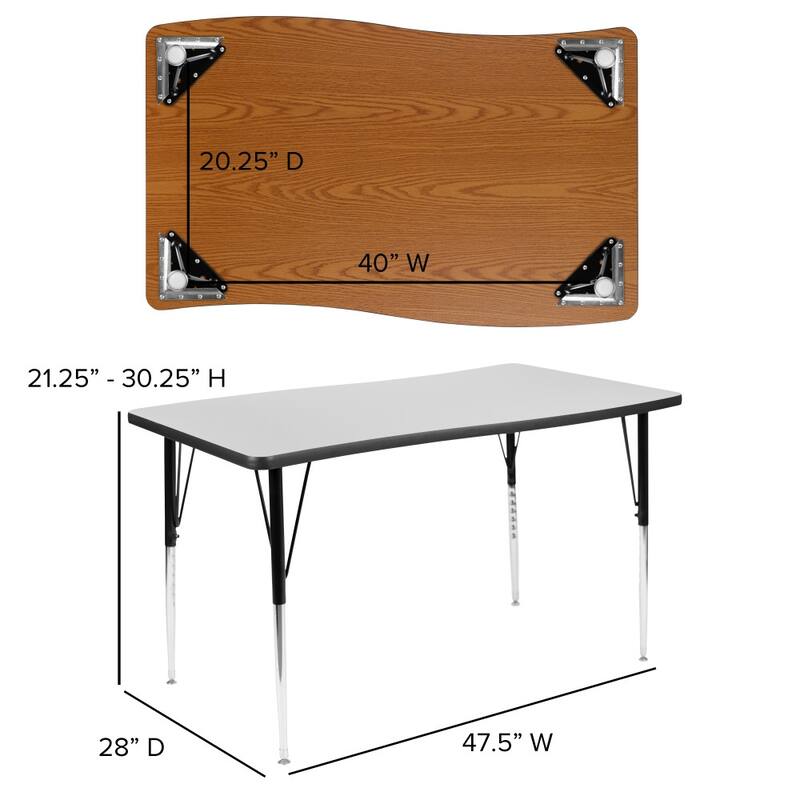 76" Oval Wave Flexible Laminate Activity Table Set with 16" Student Stack Chairs