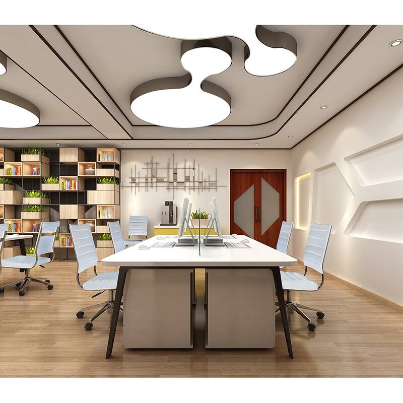 Executive Mid back PU Leather Office Chair Armless Side No Arms Tilt With Wheels and Padded Cushioned Seat on Black Base