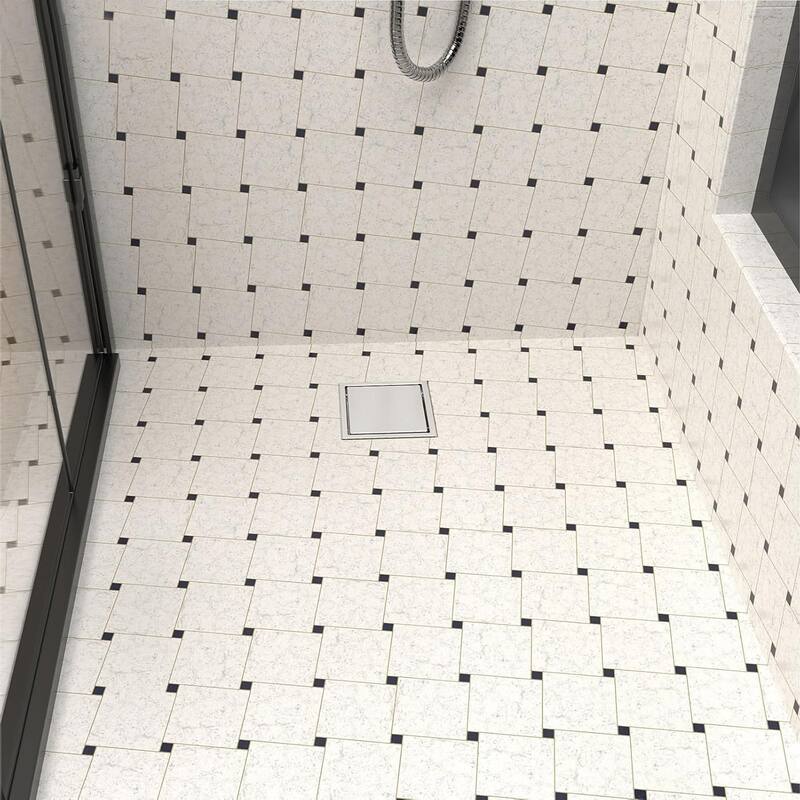 4/6-Inch Square Shower Drain, Reversible Tile Insert