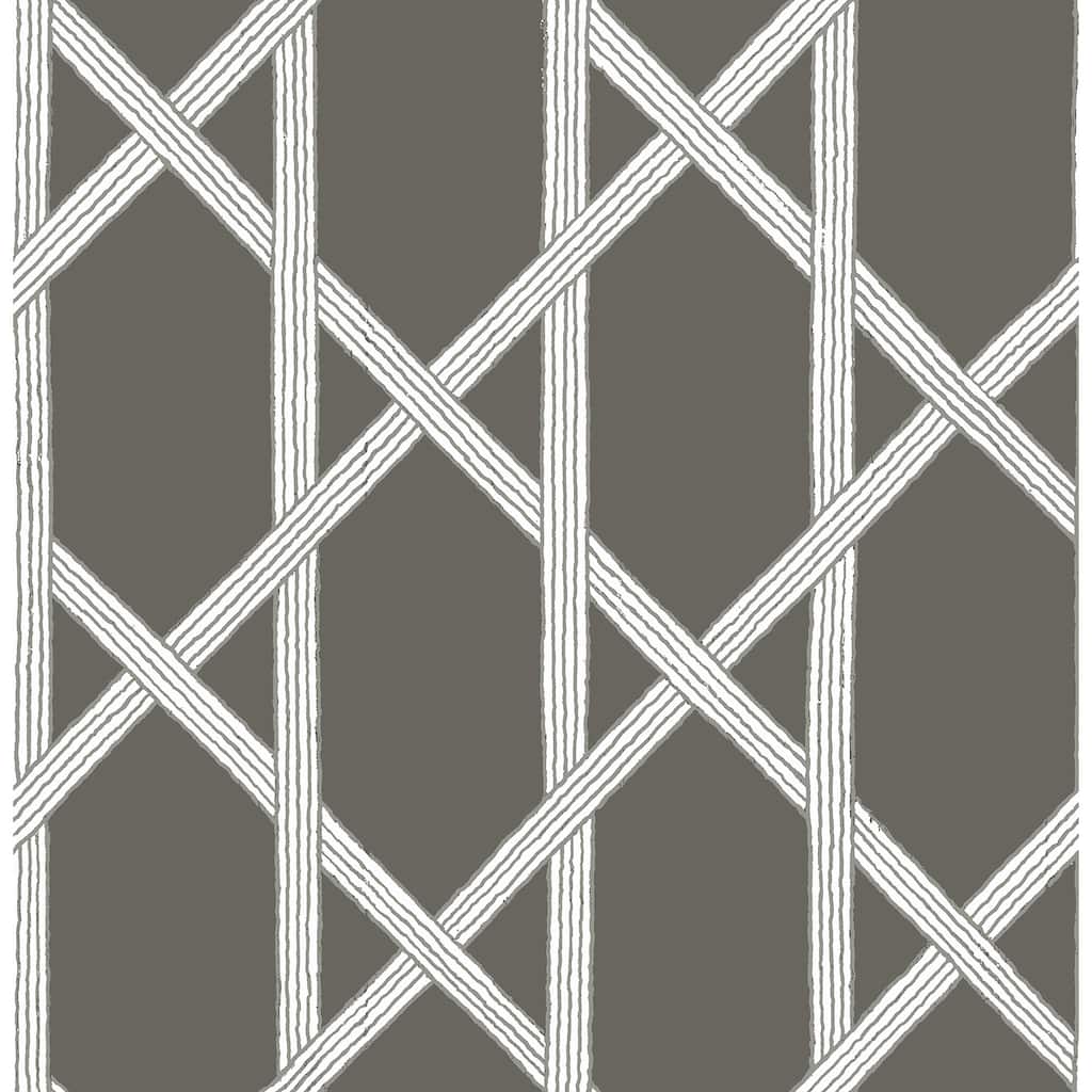 Kenneth James Mandara Charcoal Trellis Wallpaper - 20.5in x 396in x 0.025in