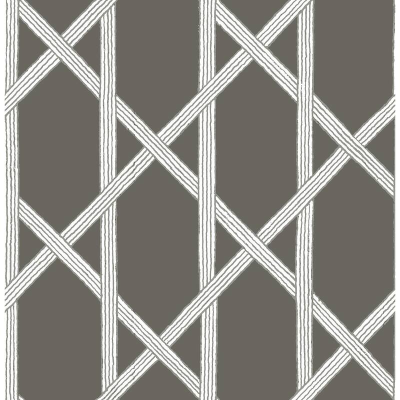 Kenneth James Mandara Charcoal Trellis Wallpaper - 20.5in x 396in x 0.025in