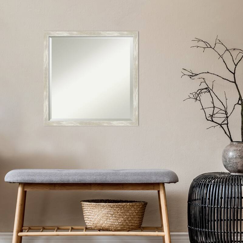 Beveled Wall Mirror - Crackled Metallic Narrow Frame - Crackled Metallic Narrow