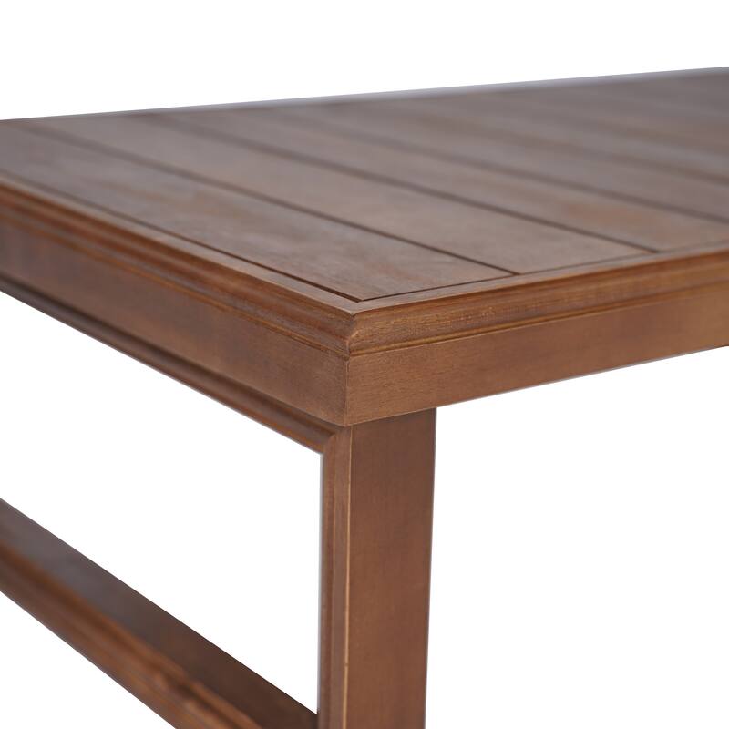 Roomfitters Outdoor Patio Coffee Table with Slatted Wood Design, Weather-Resistant Frame