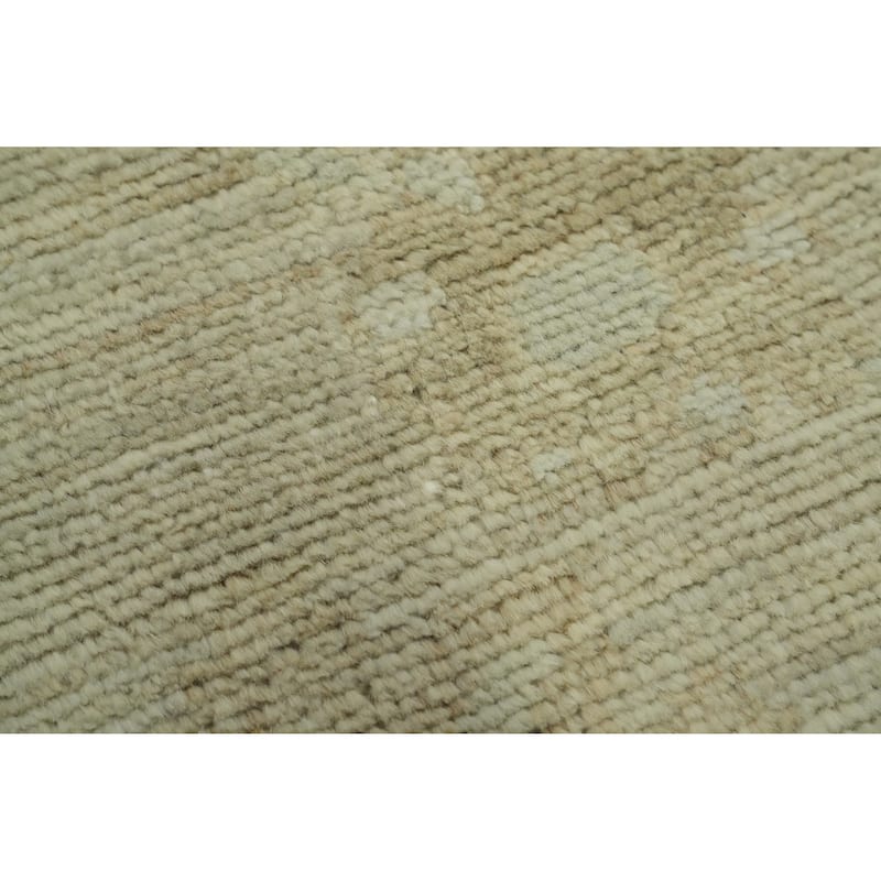 Vegetable Dye Wool Oushak Turkish Area Rug, Floral Geometric Carpet - 9' 7'' X 8' 2''