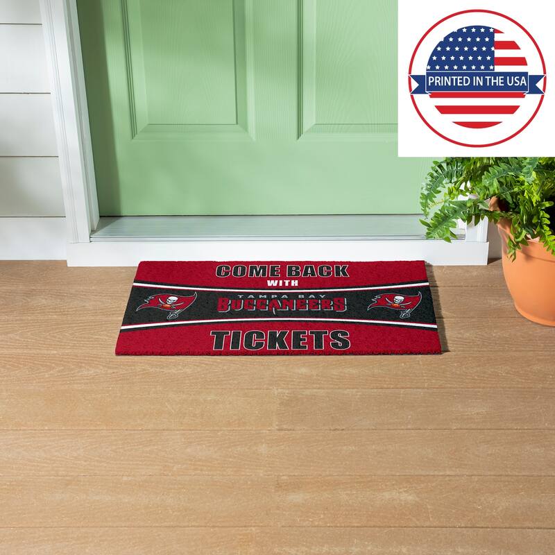 Tampa Bay Buccaneers 28 in. x 16 in. PVC "Come Back With Tickets" Trapper Door Mat