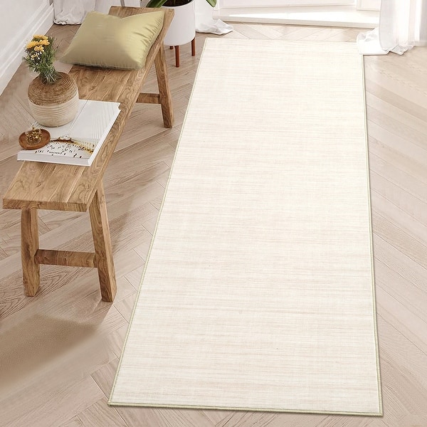 slide 2 of 7, Modern Solid Area Rugs for Living Room Bedroom Washable Soft Low Pile Non-Slip Accent Rug Home Decor Rug 2.5'x8' - Ivory