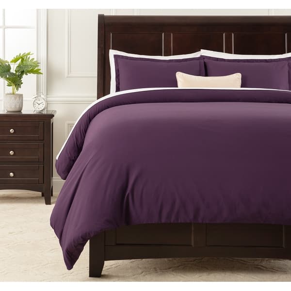 slide 2 of 50, Chanasya Solid Color Ultra Soft Duvet Cover Set Full - Queen - Aubergine