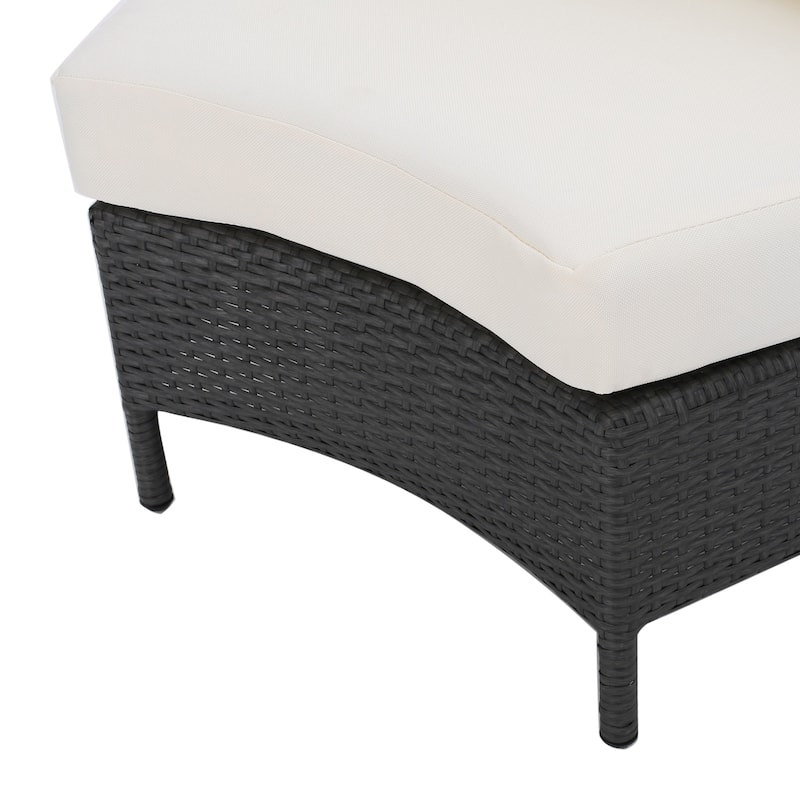 Newton Wicker Outdoor Curved Loveseat Sectional with Cushions by Christopher Knight Home