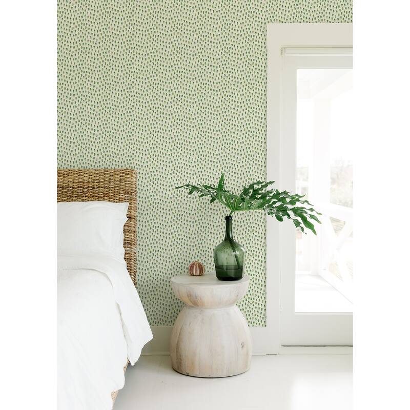 Chesapeake Sand Drips Green Painted Dots Wallpaper