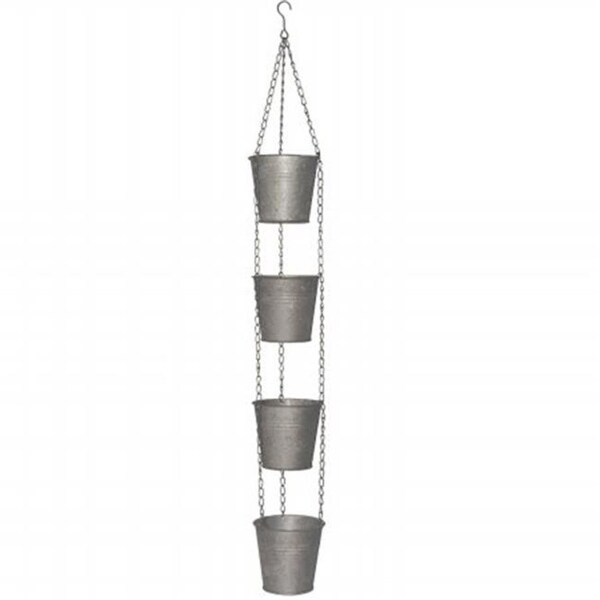 National Tree GAMP30-30S 30 in. Chain Of 4 Metal Pots - Antique Silver