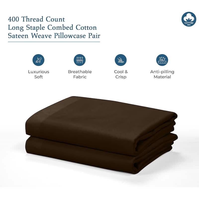 Royale Linens 400 Thread Count Cotton Pillowcase Set of 2