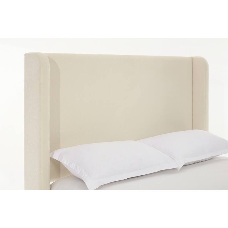 Elegant Upholstered Bed with Wingbacks and No Box Spring for Relaxing