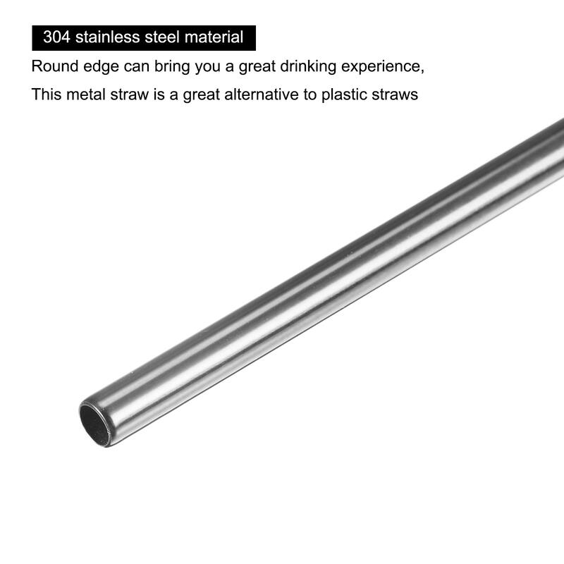 Reusable Metal Straws 4Pcs, Stainless Steel Straight Straw 8.5" Long