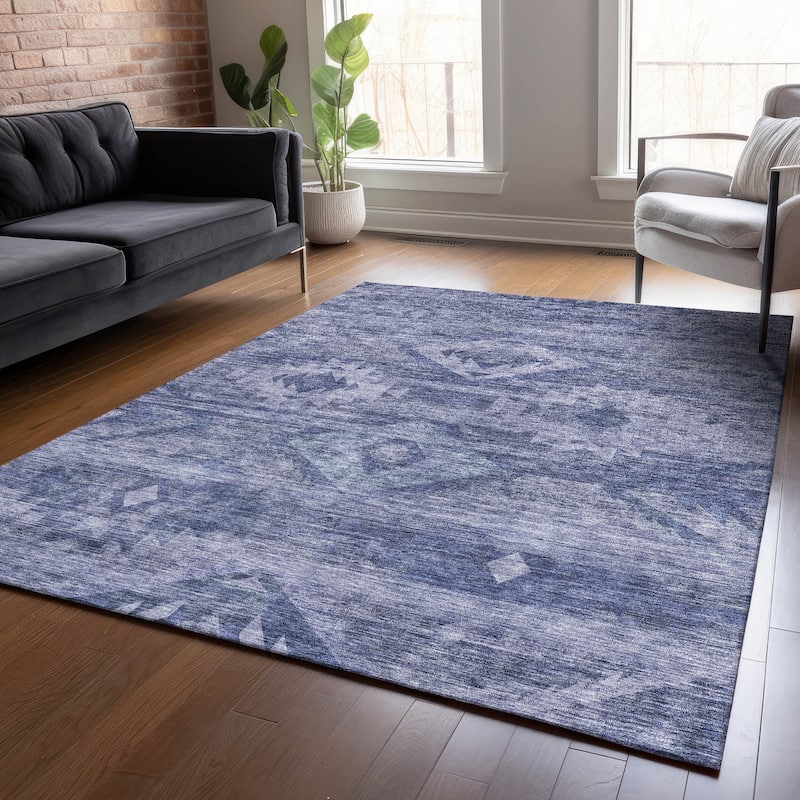 Machine Washable Indoor/ Outdoor Chantille Boho Tribal Rug