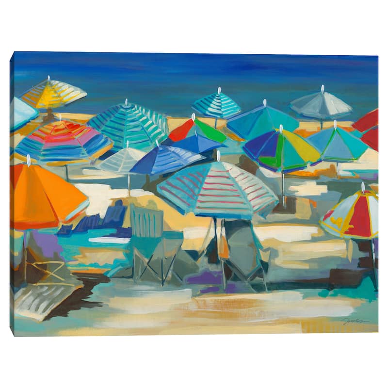 Beach Umbrellas by Liz Jardine Canvas Art Print