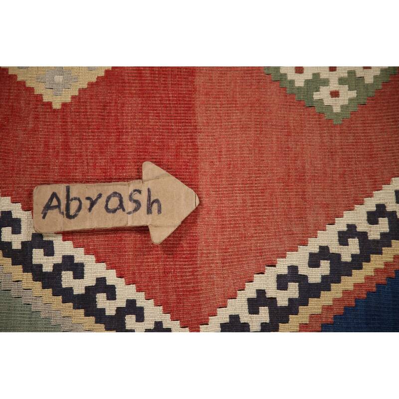 Kilim Qashqai Vegetable Dye Persian Antique Rug Flatweave Wool Carpet - 5'0"x 9'11"