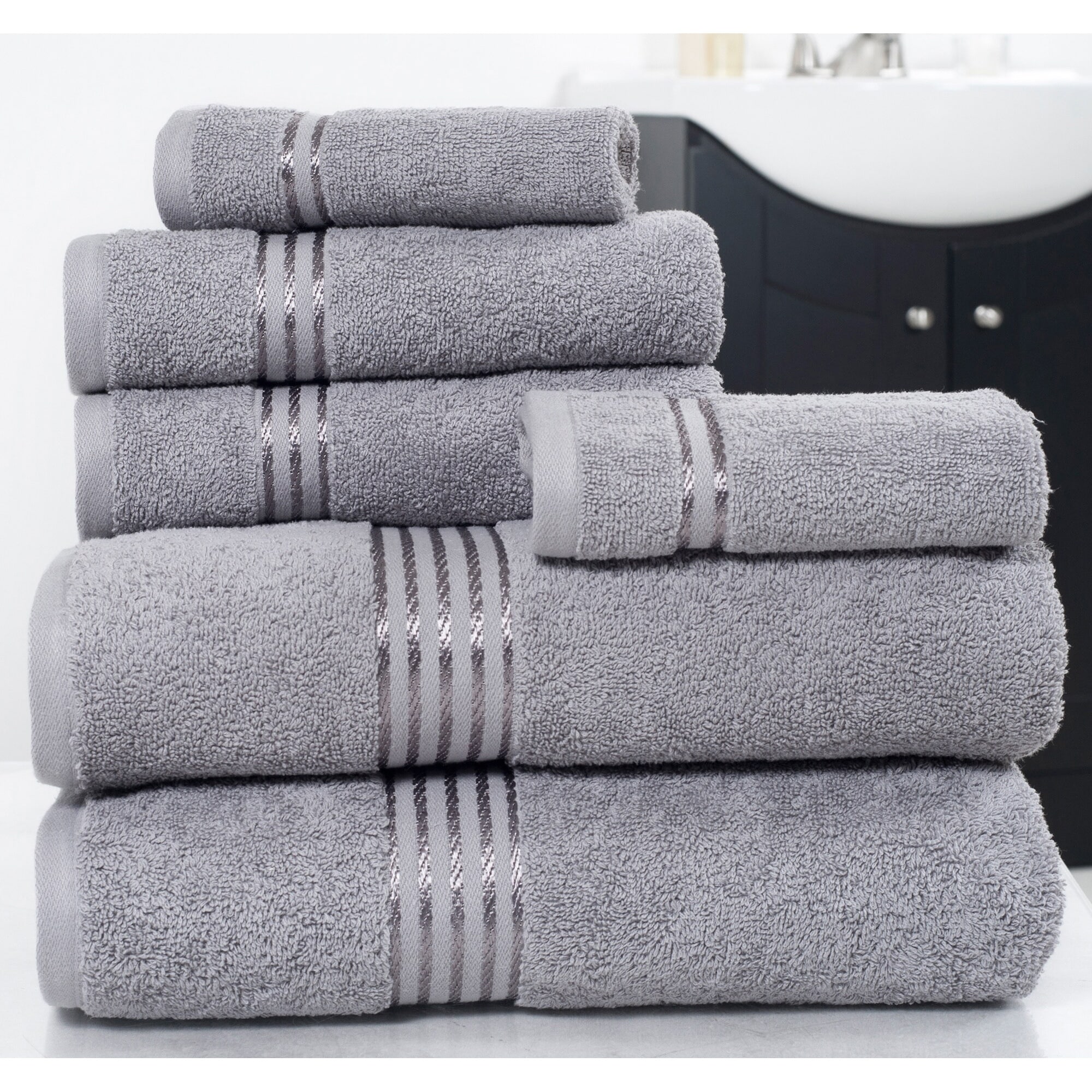 Simply Vera Vera Wang 4 pc Egyptian Cotton Hand Towel washcloth Set gray  silver