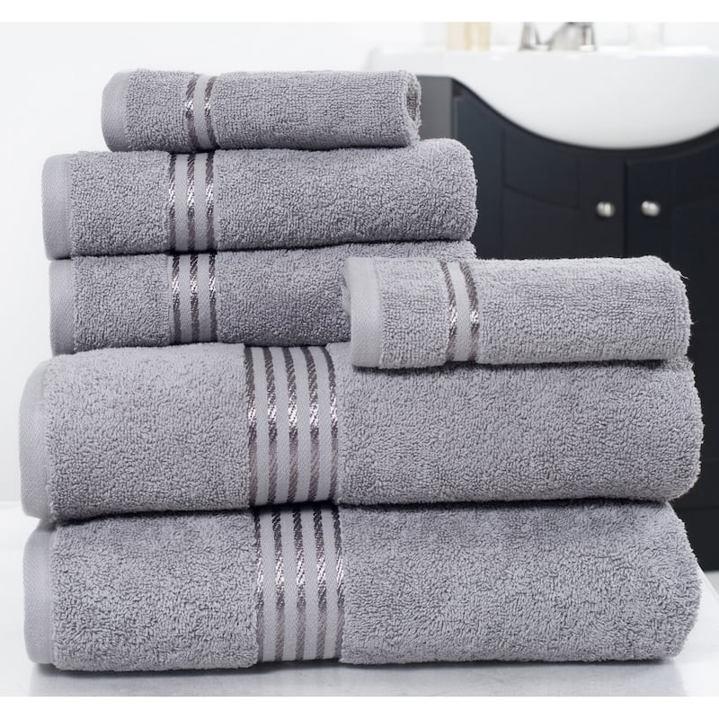 6PC Towel Set - Cotton Bathroom Accessories with 2 Bath Towels, 2 Hand Towels, and 2 Washcloths by Windsor Home