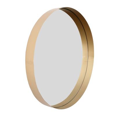 32" Round Gold Iron Framed Mirror